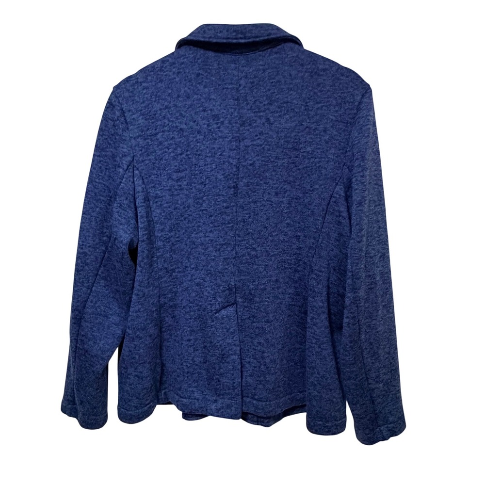 Lands End Womens XL 18 Blue Knit Blazer Single Button Marled Sweater Jacket - Picture 2 of 5